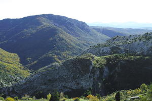 aerial view, autumn, bright, cliffs, day, elevated, France, mountain, Provence Alpes Cote D