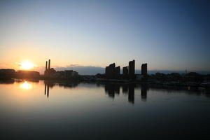 clear, dusk, elevated, England, London, natural light, river, silhouette, sky, sunset, sunset, The United Kingdom, winter