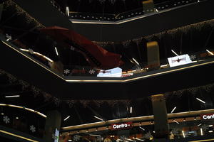 artificial lighting, below, indoor lighting, interior, Poland, Poznan, retail, shopfronts, shopping centre, Wielkopolskie