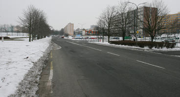 diffuse, diffused light, eye level view, Most, natural light, outdoor lighting, overcast, road, snow, The Czech Republic, Ustecky Kraj, winter