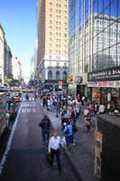 afrocarribean, building, crowd, day, elevated, facade, man, Manhattan, New York, people, retail, shop, standing, street, summer, sunny, The United States, walking, woman