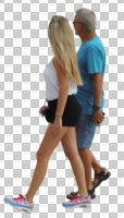 casual, caucasian, couple, cutout, cutout couples, cutout people, day, diffuse, diffused light, eye level view, side, summer, walking