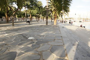 afternoon, autumn, Barcelona, Cataluña, day, eye level view, park, pavement, promenade, Spain, sunny