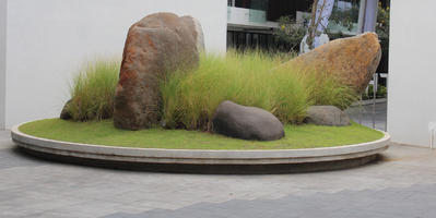 Bali, day, dusk, eye level view, garden, grass, Indonesia, rocks, summer