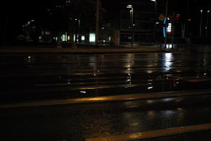 artificial lighting, city, Croatia, eye level view, night, spring, street, urban, wet, Zadar, Zadarska