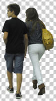 back, casual, caucasian, couple, cutout, cutout couples, cutout people, day, diffuse, diffused light, eye level view, summer, walking