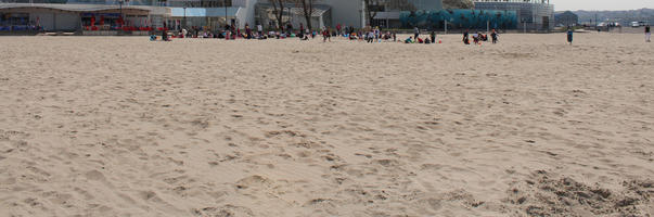 beach, Boulogne-sur-Mer, children, day, eye level view, France, group, Nord-Pas-de-Calais, people, playing, spring, sunbathing, sunny