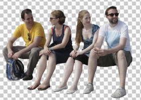 casual, caucasian, couple, cutout, cutout groups, cutout people, day, eye level view, front, group, natural light, people, sitting, summer