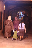 alley, arabic, artificial lighting, autumn, back, child, Essaouira, eye level view, family, Morocco, night, people, woman