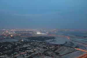 3-point perspective, above, aerial view, artificial lighting, bird