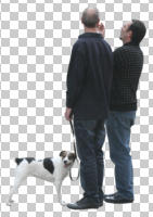 casual, cutout, cutout groups, cutout people, day, dog, eye level view, group, natural light, people, standing