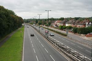 car, day, elevated, England, grass, guardrail, London, natural light, road, The United Kingdom, vegetation