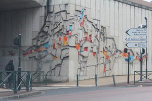 art, day, eye level view, France, Ile-De-France, natural light, overcast, Paris, street, wall, winter