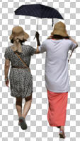 back, casual, cutout, cutout people, cutout women, day, eye level view, summer, sunny, walking, woman