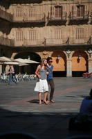 Castilla y Leon, day, eye level view, group, people, plaza, Salamanca, Spain, summer, sunlight, sunny, sunshine, woman