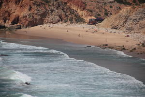 beach, cliffs, day, elevated, looking down, open space, Portugal, Portugal, rocks, Sagres, seascape, shore, summer, sunlight, sunny, waves