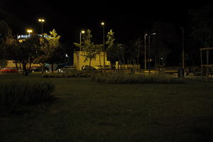 artificial lighting, city, Croatia, eye level view, garden, grass, night, spring, street light, urban, wet, Zadar, Zadarska