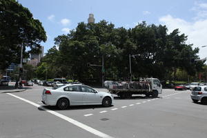 Australia, car, day, eye level view, New South Wales, street, summer, sunny, Sydney, tree, truck, vegetation