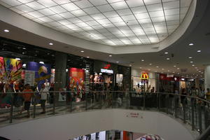 artificial lighting, balustrade, Bulgaria, ceiling, eye level view, indoor lighting, interior, shopping centre, summer, Varna