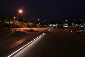 artificial lighting, city, city lights, England, eye level view, Gloucester, night, outdoor lighting, promenade, street, The United Kingdom, urban