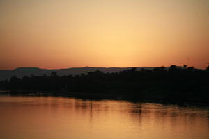 clear, dusk, East Timor, Egypt, Egypt, eye level view, river, river Nile, silhouette, sky, sunset, vegetation