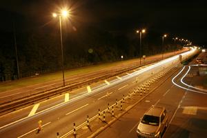 artificial lighting, car, effect, elevated, England, evening, London, road, The United Kingdom