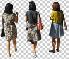 asian, casual, cutout, cutout groups, cutout people, day, eye level view, group, people, summer, sunny, walking, woman