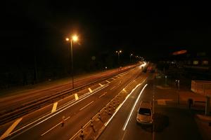 artificial lighting, car, effect, elevated, England, evening, London, road, The United Kingdom