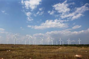 Bulgaria, day, eye level view, field, sunny, Varna, wind turbine