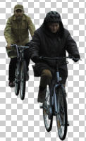 casual, caucasian, couple, cutout, cutout couples, cutout people, cycling, day, diffuse, diffused light, eye level view, front, winter