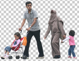 cutout, cutout groups, cutout people, day, diffuse, diffused light, eye level view, family, group, middleastern, natural light, people, summer, walking