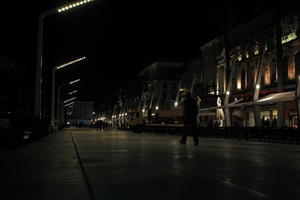 artificial lighting, Croatia, eye level view, lamppost, night, outdoor lighting, pavement, Split, Splitsko-Dalmatinska, winter