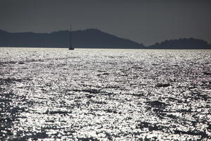 coastline, Croatia, Dubrovacko-Neretvanska, dusk, eye level view, Korcula, seascape, transport, yacht