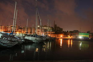 artificial lighting, autumn, boat, dark, evening, eye level view, Malta, Malta, marina, night, yacht