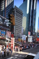 advertisement, building, crowd, day, elevated, facade, Manhattan, New York, people, skyscraper, standing, street, summer, sunny, The United States, Times Square, walking