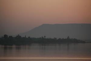 clear, dusk, East Timor, Egypt, Egypt, eye level view, river, river Nile, silhouette, sky, sunset, vegetation