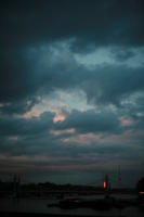 architecture, dusk, England, evening, eye level view, London, overcast, river, sky, The United Kingdom