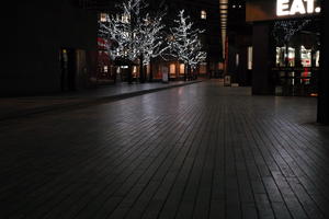 artificial lighting, city, city lights, decoration, England, eye level view, Liverpool, night, outdoor lighting, pavement, The United Kingdom, urban