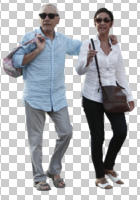 casual, caucasian, couple, cutout, cutout couples, cutout people, day, diffuse, diffused light, elderly, eye level view, front, summer, walking