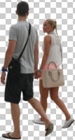 ambient light, back, casual, caucasian, couple, cutout, cutout couples, cutout people, day, eye level view, summer, walking