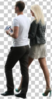 ambient light, back, casual, caucasian, couple, cutout, cutout couples, cutout people, day, eye level view, summer, walking