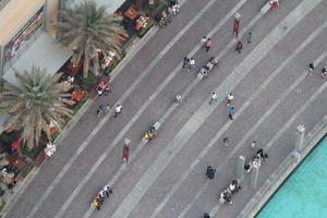 3-point perspective, above, aerial view, city, cityscape, Dubai, Dubayy, dusk, evening, The United Arab Emirates, top-down perspective