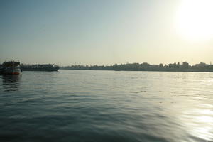 boat, clear, dusk, East Timor, Egypt, Egypt, eye level view, river, river Nile, sky, sun, sunset