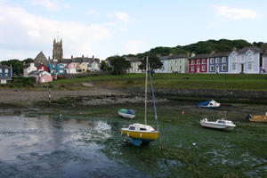 algae, boat, day, eye level view, hamlet, jetty, natural light, quay, summer, The United Kingdom, Wales