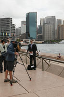 ambient light, Australia, cameraman, cityscape, day, diffuse, diffused light, eye level view, group, man, natural light, New South Wales, overcast, people, summer, summer, Sydney