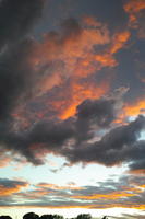 autumn, cloud, cloudy, Cumulus, evening, eye level view, natural light, open space, sky, sunset