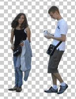 casual, caucasian, cutout, cutout couples, cutout people, day, eye level view, people, standing, summer, teenager, tourist