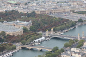 aerial view, autumn, bridge, city, cityscape, day, diffuse, diffused light, France, Ile-De-France, Paris, river