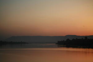 clear, dusk, East Timor, Egypt, Egypt, eye level view, river, river Nile, silhouette, sky, sunset, vegetation