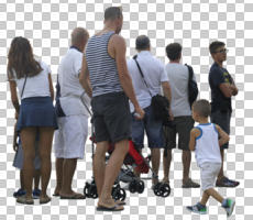 casual, cutout, cutout groups, cutout people, day, diffuse, diffused light, eye level view, group, people, standing, summer